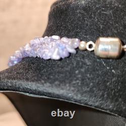 365CTW Tanzanite Sterling Silver Necklace Made In India Added A Magnet Clasp
