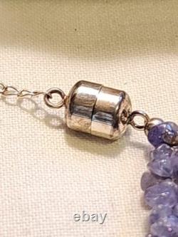 365CTW Tanzanite Sterling Silver Necklace Made In India Added A Magnet Clasp