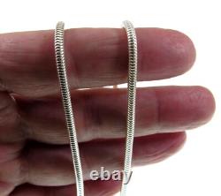 3MM Solid 925 Sterling Silver Italian ROUND SNAKE Chain Necklace, Made In Italy