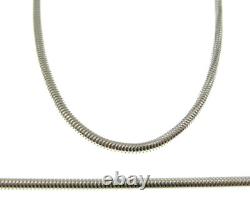 3MM Solid 925 Sterling Silver Italian ROUND SNAKE Chain Necklace, Made In Italy