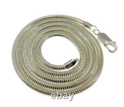 3MM Solid 925 Sterling Silver Italian ROUND SNAKE Chain Necklace, Made In Italy