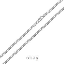 3mm Sterling Silver Rhodium Plated Super Flat Curb Chain Necklace Made in Italy