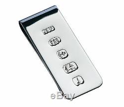 3solid Silver Money Clip / Card Holder (feature Hallmark) Bnib Made In England