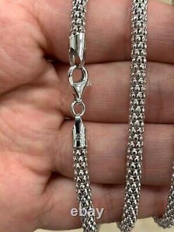 4.5MM Solid 925 Sterling Silver Italian POPCORN CHAIN Necklace Made in Italy