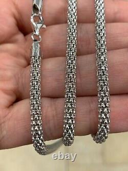 4.5MM Solid 925 Sterling Silver Italian POPCORN CHAIN Necklace Made in Italy