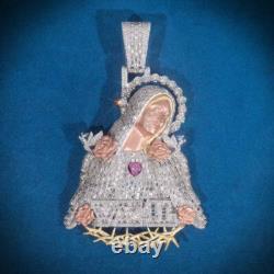 4.60Ct Round Cut Moissanite Men's Custom Hail Mary Pendant 925 Sterling Silver