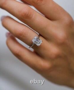 4 CT Emerald Emerald Cut Moissanite Engagement Ring Real 925 Sterling Silver