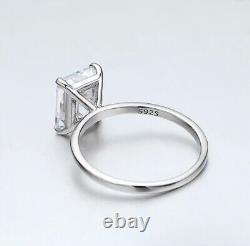 4 CT Emerald Emerald Cut Moissanite Engagement Ring Real 925 Sterling Silver