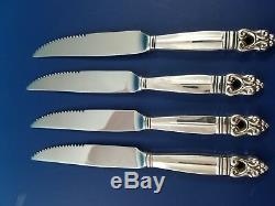 4 Royal Danish by International Sterling Serrated Steak Knives Custom Made