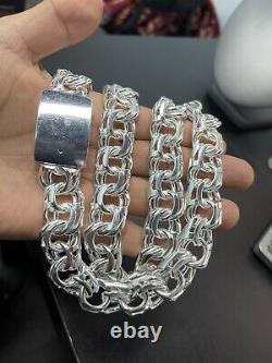 410 Grams Sterling Silver 925 Hand Made Chino Link Chain 20mm 28 Inch Heavy New