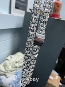 410 Grams Sterling Silver 925 Hand Made Chino Link Chain 20mm 28 Inch Heavy New
