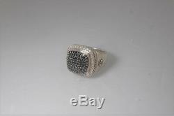 (42925-542) Mens custom made (David Yurman Design) silver and black diamond ring