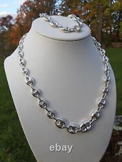 47g Sterling Silver 925 Mariner Link Necklace And Bracelet Set Made in Italy