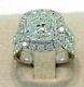 4Ct Cushion Cut Moissanite Cluster Engagement Halo Ring Real 925 Sterling Silver