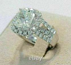 4Ct Cushion Cut Moissanite Cluster Engagement Halo Ring Real 925 Sterling Silver