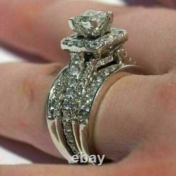 4Ct Moissanite 925 Sterling Silver Princess Cut Engagement Band Bridal Ring Set