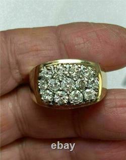 4Ct Round Cut Created Diamond Cluster Men's 925 Sterling Silver Engagement Ring