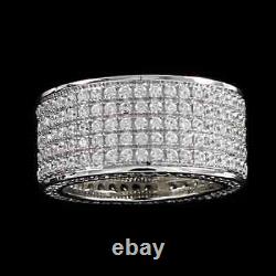 4Ct Round Lab Created Diamond Men's Full Eternity Band Ring 925 Sterling Silver