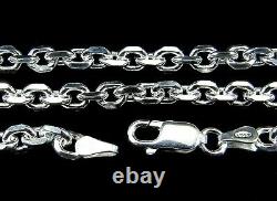 4MM Solid 925 Sterling Silver Italian Anchor Link Cable Chain, Made in Italy