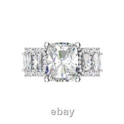 5.20 Ct Cushion Cut Moissanite Wedding Engagement Ring Real 925 Sterling Silver