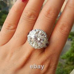 5 Ct Round Cut Moissanite Spilt Shak Halo Engagement Ring 925 Sterling Silver