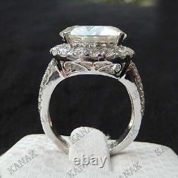 5 Ct Round Cut Moissanite Spilt Shak Halo Engagement Ring 925 Sterling Silver