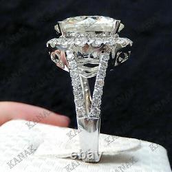 5 Ct Round Cut Moissanite Spilt Shak Halo Engagement Ring 925 Sterling Silver