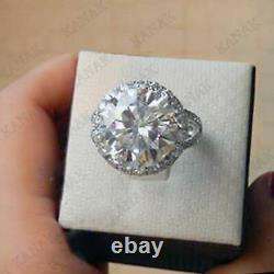 5 Ct Round Cut Moissanite Spilt Shak Halo Engagement Ring 925 Sterling Silver