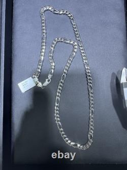 50.3g Solid 925 Sterling Silver Figaro Chain Necklace Made in Italy 24 Inch