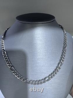 50.3g Solid 925 Sterling Silver Figaro Chain Necklace Made in Italy 24 Inch