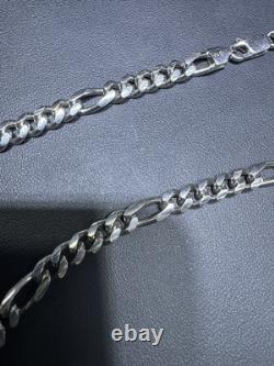 50.3g Solid 925 Sterling Silver Figaro Chain Necklace Made in Italy 24 Inch