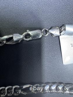 50.3g Solid 925 Sterling Silver Figaro Chain Necklace Made in Italy 24 Inch