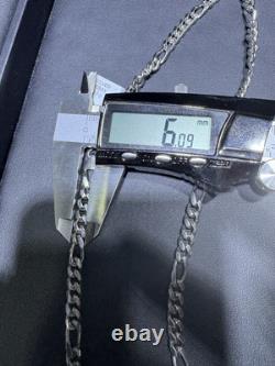 50.3g Solid 925 Sterling Silver Figaro Chain Necklace Made in Italy 24 Inch