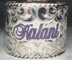 50mm Feh Hawaiian Sterling Silver Custom Made Engraved Personalized Bangle 9.0