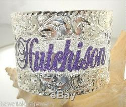 50mm Feh Hawaiian Sterling Silver Custom Made Engraved Personalized Bangle 9.0