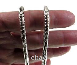 5MM Solid 925 Sterling Silver Italian ROUND SNAKE Chain Necklace, Made In Italy