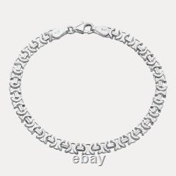 5mm Flat Byzantine Link Bracelet Real Solid 925 Sterling Silver MADE IN ITALY