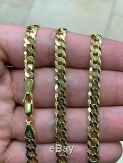 5mm Miami Cuban Link Chain Real 14K Gold Over Solid 925 Silver ITALY MADE