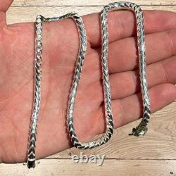 5mm Rounded Franco Chain Necklace Real Solid 925 Sterling Silver MADE IN ITALY