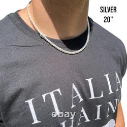 5mm Rounded Franco Chain Necklace Real Solid 925 Sterling Silver MADE IN ITALY