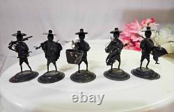 5pc- Sterling Silver Small Figurine Hunter Fisherman Mini made in hongkong- L3