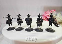 5pc- Sterling Silver Small Figurine Hunter Fisherman Mini made in hongkong- L3
