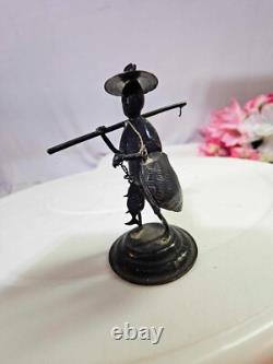 5pc- Sterling Silver Small Figurine Hunter Fisherman Mini made in hongkong- L3
