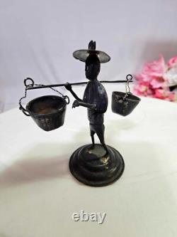 5pc- Sterling Silver Small Figurine Hunter Fisherman Mini made in hongkong- L3