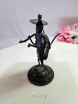 5pc- Sterling Silver Small Figurine Hunter Fisherman Mini made in hongkong- L3