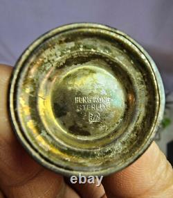 5pc- Sterling Silver Small Figurine Hunter Fisherman Mini made in hongkong- L3