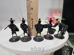 5pc- Sterling Silver Small Figurine Hunter Fisherman Mini made in hongkong- L3