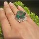 60CT Lab Created Green Emerald Hexagon Shape Stone Sterling Silver Wedding Ring