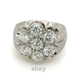 6Ct Round Cut Moissanite Men's Cluster Engagement Ring Real 925 Sterling Silver