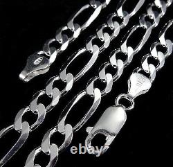 6MM Solid 925 Sterling Silver Italian Men's FIGARO Chain Necklace Made In Italy